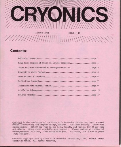 Cryonics magazine cover, 1984