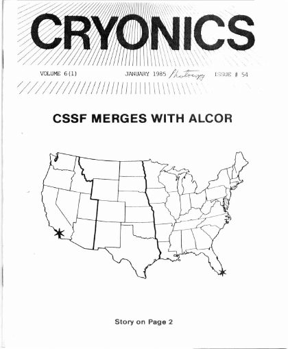 Cryonics magazine cover, 1985